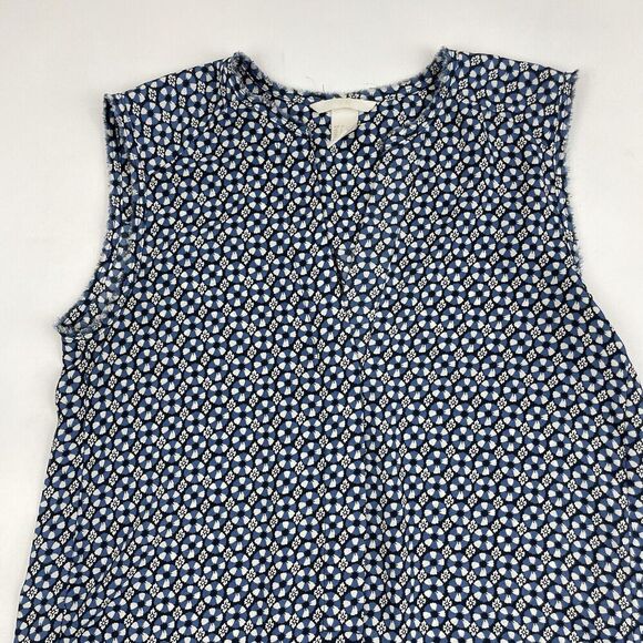 H&M Blue Chiffon Floral Tank Top Sleeveless Blouse V-Neck Geometric Size 6 - Picture 3 of 9